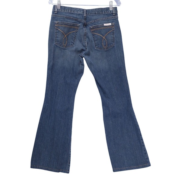 Calvin Klein Stretch Flare Denim Jeans Women 8 (30Wx32L) Mid Rise Blue Y2K - Picture 2 of 11